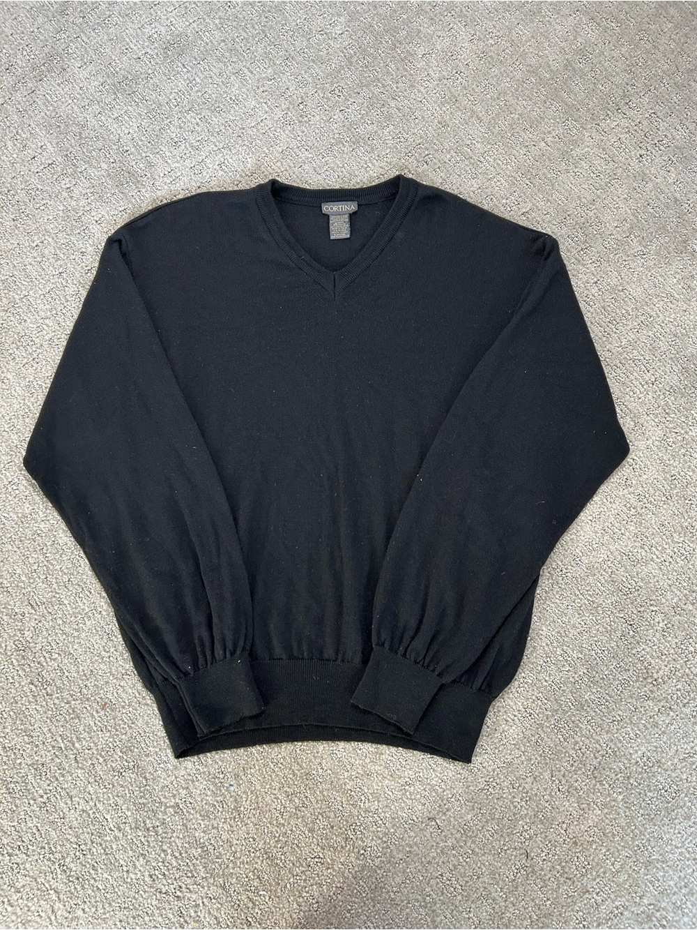 Vintage Italian Black Merino Wool Yarn Top Sweater Mens Size Large Quiet Luxury